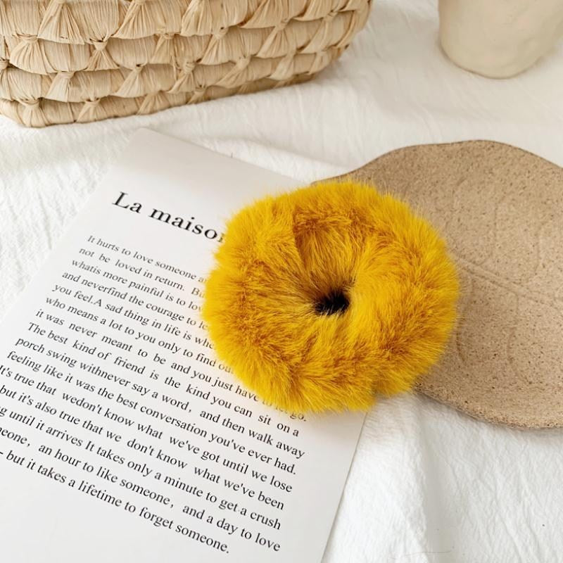 Fluffy Rabbit Fur Hair Donut Tie