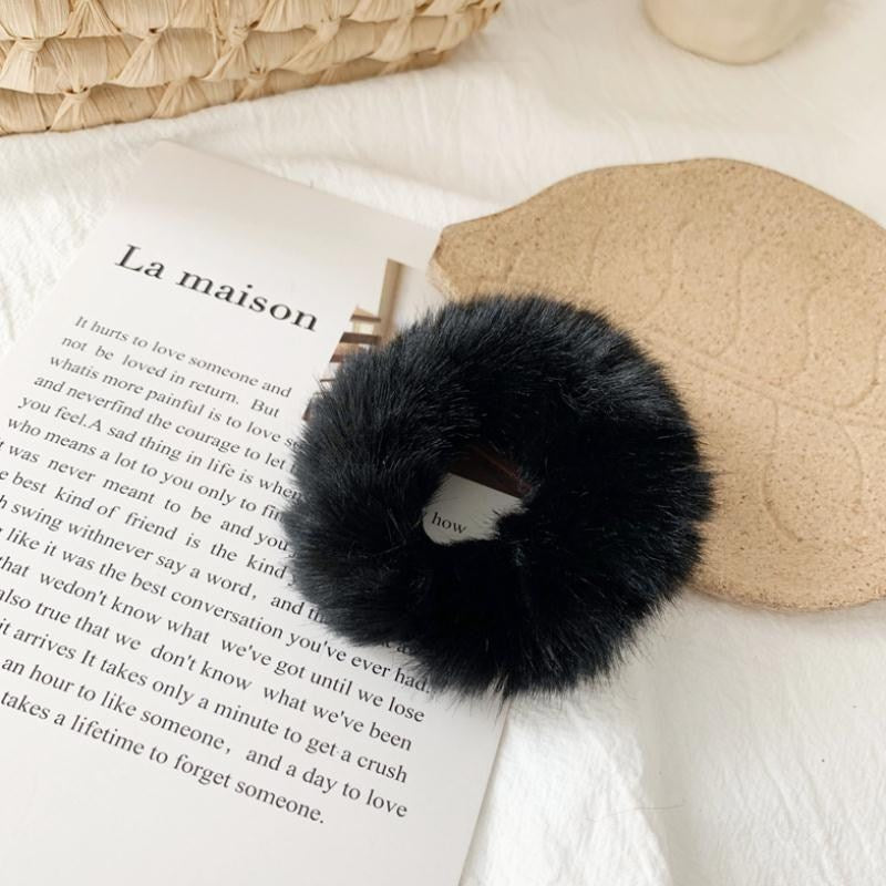 Fluffy Rabbit Fur Hair Donut Tie