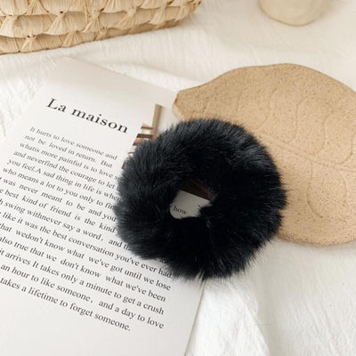 Fluffy Rabbit Fur Hair Donut Tie