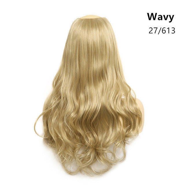 Wavy U-Part Wig with Clip-In Design – Long & Natural