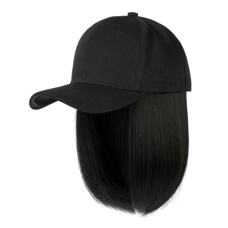 Bob Cut Wig Hat with Built-In Cap