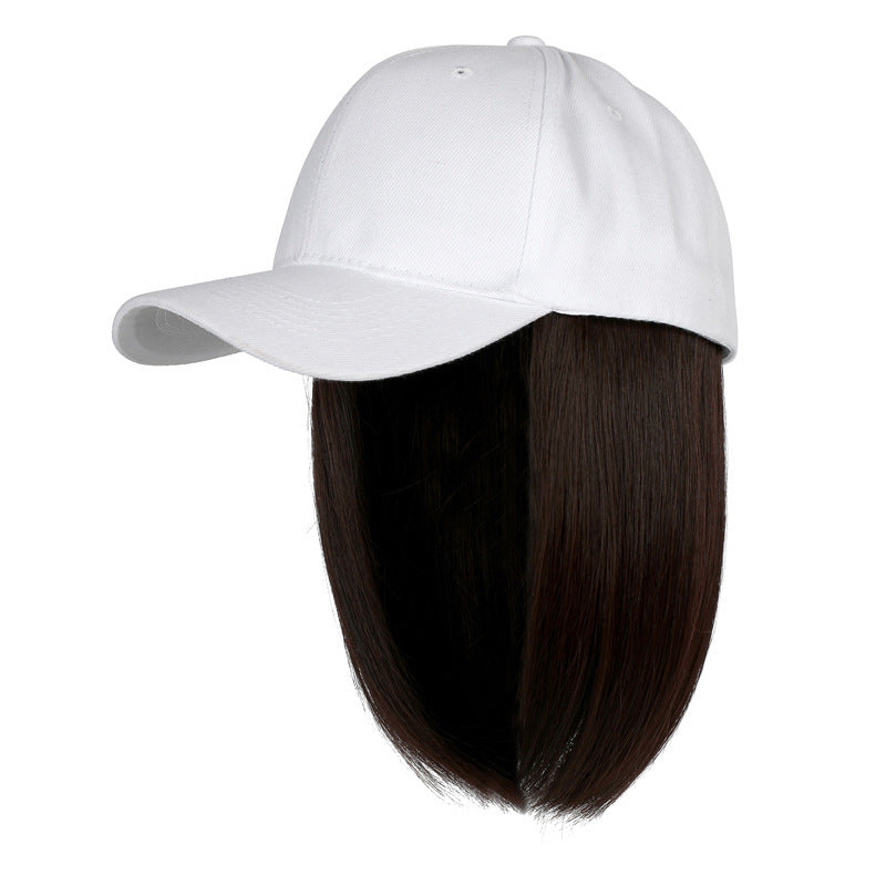 Bob Cut Wig Hat with Built-In Cap