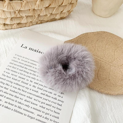 Fluffy Rabbit Fur Hair Donut Tie