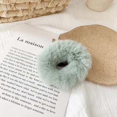 Fluffy Rabbit Fur Hair Donut Tie