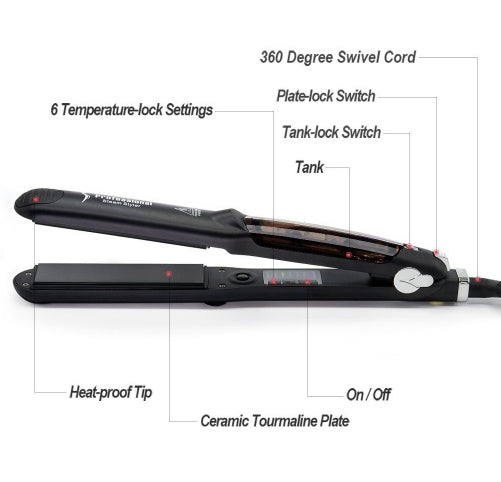 Professional Steam Flat Iron with Tourmaline Ceramic Plates