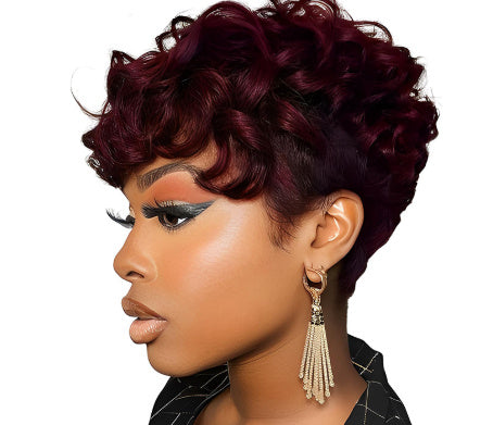 Short Curly Layered Wig – Human Hair