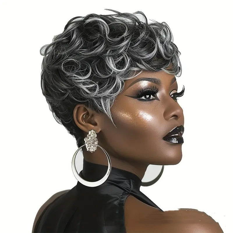 Short Curly Layered Wig – Human Hair