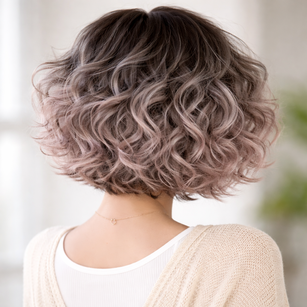Short Curly Wig – Gradient Color Layers