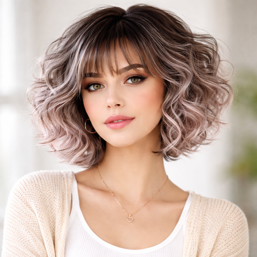 Short Curly Wig – Gradient Color Layers