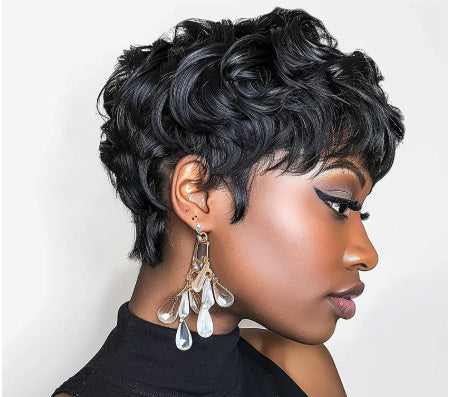 Short Curly Layered Wig – Human Hair